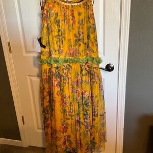 Floral Yellow Midi Dress
